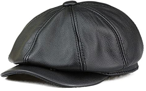 DongBao Newsboy Stil Tellermütze Schirmmütze Herren Damen - 8 Panel Peaky Retro Schiebermütze Gatsby Cap aus Leder