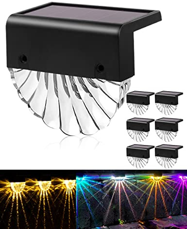 Bellanny Solarlampen für Außen Garten, 6 Stück LED Solar Lampe, Solarleuchten Gartendeko, 2 Modi Warmweiß/Farbwechselnde Gartenlampe, IP65 Wetterfest Zaun Licht für Terrassen Treppen Stufen Dachrinnen