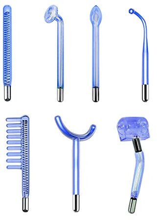 Barras de electrodos y tubos de vidrio para equipos faciales de alta frecuencia (7 accesorios azules)