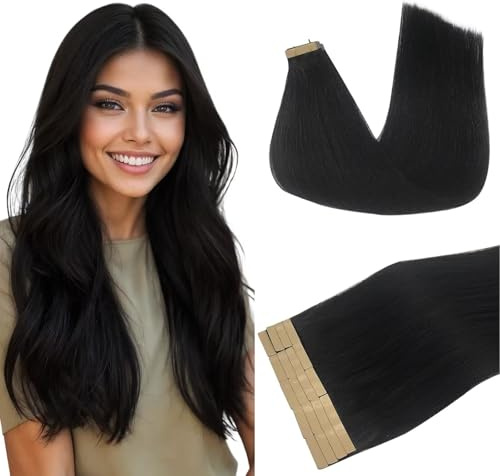 DOORES Tape in Hair Extensions Human Hair for Fine Thin, Add Volume, Length