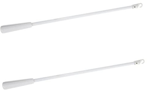 DOITOOL 2 Stück Weiße Glasfaser Jalousienstangen für Vorhänge mit Metallhaken Einfach zu Bedienen Bruchsicher für Fenster und Klassenräume