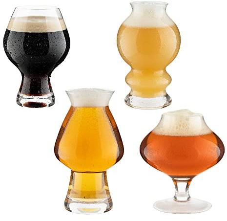 Hollen Walker Premium Beer Glasses Set of 4, Craft IPA Beer Glass, Beer Gifts for Men, Pilsner, Modern Beer Glasses, Beer Gift, Stout, Pint Glass