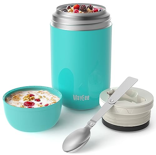 Thermobehälter für Essen 450ml, 710ml Thermobecher Essen Edelstahl Warmhaltebehälter mit Löffel Essensbehälter Speisegefäß Edelstahl für Suppen, Babybrei Warmhaltebox