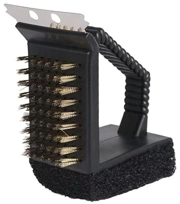 Minchsrin Grillbürste Reinigungswerkzeug BBQ Zubehör für Outdoor Barbecue Borsten Draht Scrubber mit Schaber und Nylonbürste (Kupfer)