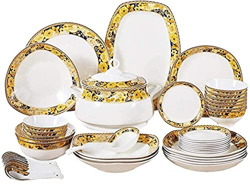 LUCEAE Set Di Set Di Set per la Cena, 46 Pezzi Piatti Di Fiore Vintage Coppie Combinaziset Di Stoviglie Bchina Bchina Set