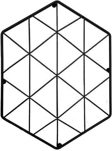 AAMEN Geometric Accent Black Trivet Protects Tables with Metal Feet - Kitchen Accessory, Trivet Stand for Dining Table Protector, For Hot Pot Trays