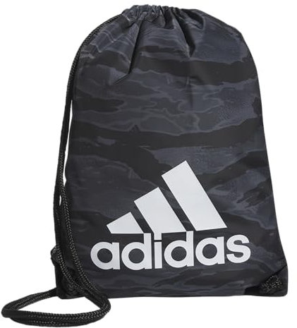 adidas Uni-Erwachsene Ready Rucksack mit Kordelzug, Leicht, Klein Sackpack-Tasche, Essential Camo Black/White/1.0, Einheitsgröße