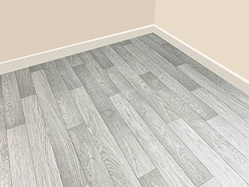 Grandismo Detroit Light Grey Effect Vinyl Lino Flooring Roll Kitchen Bathroom Waterproof Roll Sheet Anti-Slip Cushion (1, 1metres x 2metres (3ft 3 x 6ft 6))