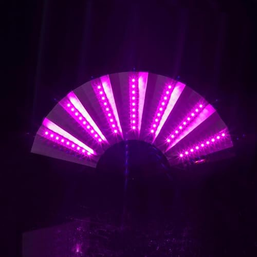 Generisch Faltbarer Fächer Mit LED-Licht - Großer Handfächer Aus Nylongewebe Für Raves Und Frauen