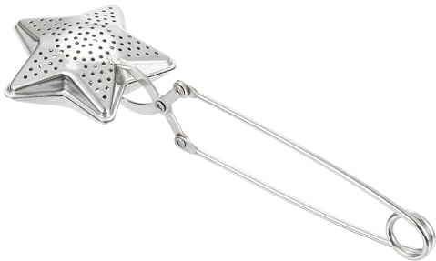 sourcing map 1 Pcs Star Snap Tea Ball Infuser with Handle, Loose Tea Steeper, Stainless Steel Tea Strainer for Brew Loose Leaf Tea, Silver