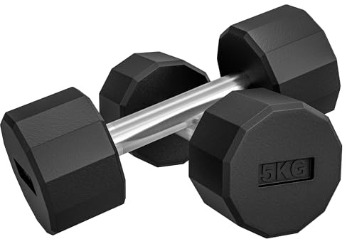 Ensemble d'haltères courts 10 kg SPORTNOW, ensemble d'haltères en métal, set de 2 haltères courts antidérapants, pour la musculation et le fitness, noir
