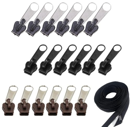 LAKJUOZ 18 Piezas Cremallera Zipper, Cursor Cremallera,Instantáneo De Reparación De Deslizador De Cremallera, Kit De 18 Tiradores De Cremallera Fijos, Reparación Rápida Para Chaquetas, Abrigos Y Malet