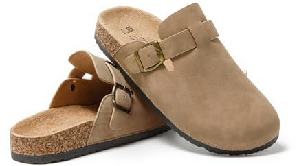 JOMIX Pantofole da Donna in Pelle Sintetica con Suola in Sughero MD9516-7 (Cammello,40)