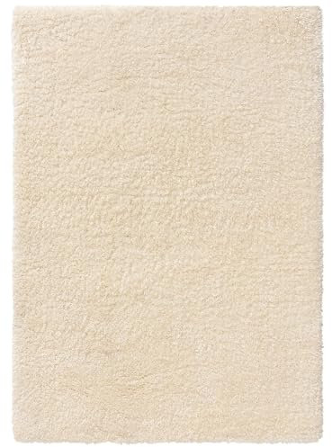 benuta Pop Hochflorteppich AVA - Creme 80x150 cm - Kunstfaser - Rechteckig & im Style: Uni, Hygge & Cozy, Minimalistisch - Pflegeleicht für Wohnzimmer Schlafzimmer