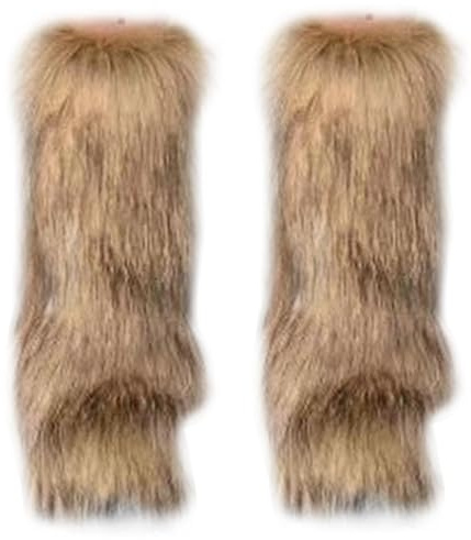 OnIUeZky Faux Furry Leg Warmers 1 Pair 15.7 Inch Fuzzy Leg Warmers for Womens Winter Warm Fur Boot Cuffs Covers for Christmas, Halloween, Hippie Costume Brown.
