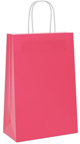 vidaXL Papiertragetaschen 250 Stk., Papiertüten mit Henkeln, Kraftpapiertüten, Geschenktüten für Einkaufen Hochzeiten Verpackungen Partys Geburtstag Weihnachten, Rosa 21x11x31cm