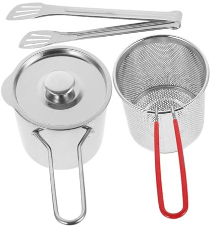 COLLBATH Fritteusentopf Mit Zange Runder Antihaft-bratpfanne Für Küche Große Fritteuse Mit Clip Kleine Fritteuse Frittieren Topf Für Party Und Fest