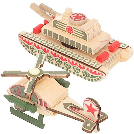 Abaodam 2St spielzeugauto Dekoration aus Holz holzspielzeug für Boy Toys Gartenspielzeug Raketenwerfer Panzergeschenke für Panzermodell für