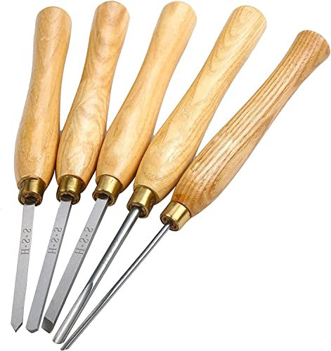 OLSKFUH Set di Scalpelli per Intaglio del Legno Set di 5 Utensili per Intaglio del Legno di Dimensioni Standard Strumenti Affilati Professionali per Principianti, Hobbisti E Prof,