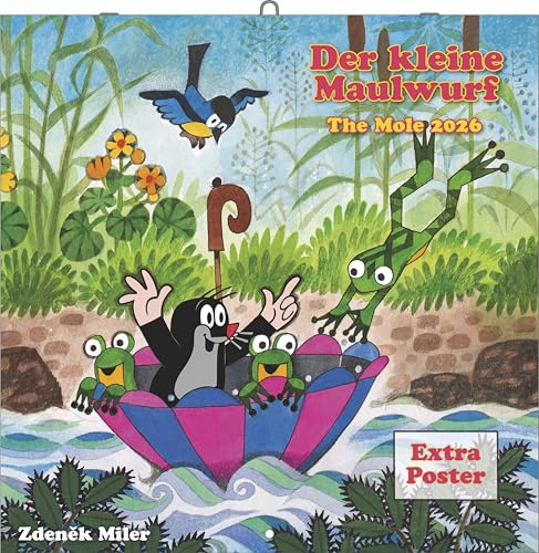 N Neumann - Der kleine Maulwurf 2026 – Broschürenkalender 30x30 cm (offen 30x60 cm) mit 12 Monatsblättern, 6-sprachigem Kalendarium & Poster, Kinderkalender mit Illustrationen & Notizbereich: The Mole