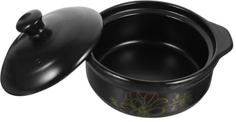 Cabilock Cocotte à Gaz Wok Poêle Cocottes Pour Four Pot En Argile Pour Cuisiner Frire Pot à Soupe Marmite De Cuisson Poêlon Friture Sauce Cuisinier Usine Pots En Terre Cuite Céramique Black