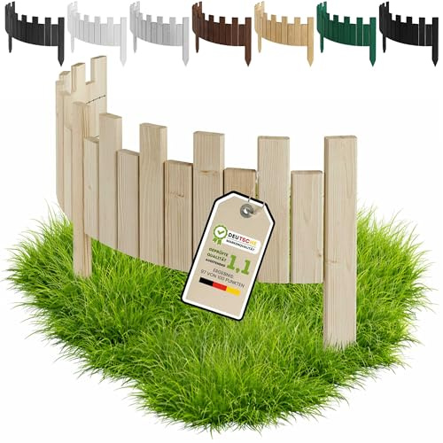 Floranica Beeteinfassung Rasenkante Holz 100 x 30 cm Unbehandelt Rollzaun Holzzaun unimprägniert Flexible Rollborder Palisade Gartenzaun Umzäunung für Garten