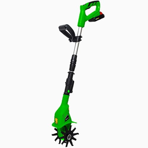 Gvqng Cultivador EléCtrico, Azada InaláMbrica, Azada con Mango, Motoazada con BateríA De 4000 Mah Y 20 V, Motoazada con Cargador, Motoazada Cultivador,Verde