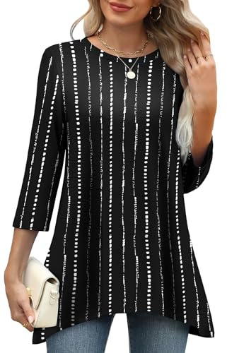 OFEEFAN Plus Size Clothes 3/4 Length Sleeve Womens Tops Business Casual Outfits Spring Outfits Tunic Tops for Women Loose Fit Dressy Xl
