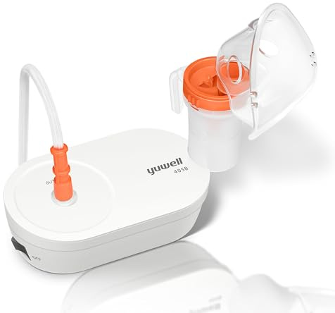 yuwell Inhalationsgerät für Kinder und Erwachsene, Luftkompressor, bei Erkältungen und Atemwegserkrankungen der Oberen und Unteren Atemwege, Einfache Reinigung, Kompaktes Design (405B)