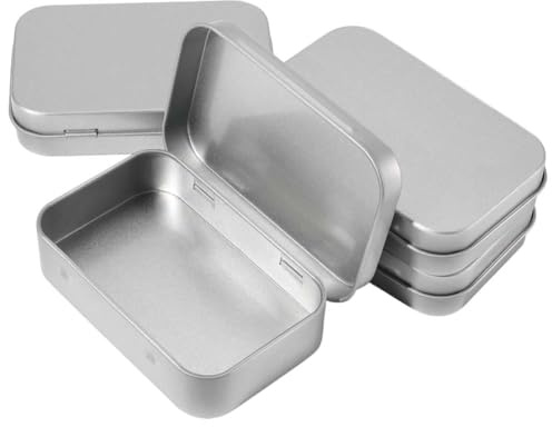 SOFPLATE Mini Cajas de Hojalata con Bisagras de 4 Pulgadas Contenedor de Metal con Tapa Rectangulares de Hierro Organizadores Portátiles para Té Alfileres Dulces Joyería Y Manualidades.