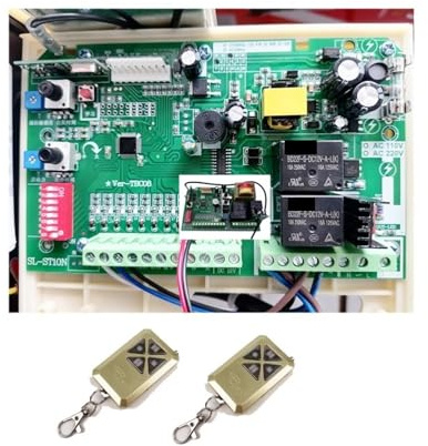 JHXHFJXZ Replacement PCB Circuit Control Board Control Board With Remotes For Sliding Gate Opener Swing Gate Operator for Factories, Schools, Residences(1board 2key)