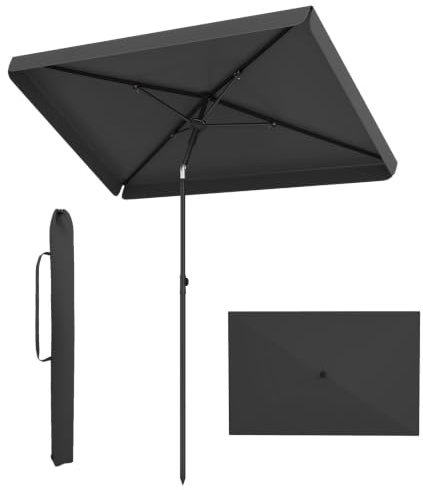 COSTWAY Parasoll balkong 200 x 130 cm, balkongparaply rektangulär, böjbar på båda sidor 30°, trädgårdsparaply med bärväska, terrassparaply för balkong, trädgård, terrass