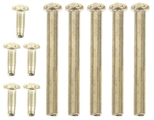 Tofficu Juego de 5 Remaches Roscados y Tuercas para Reparación de Abanicos Plegables, Tornillos de Eje de Metal Dorado, Accesorios de Sujeción Compatible con Abanicos de Mano