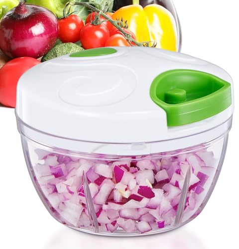 Mini Hachoir Manuel 500 ml, Hachoir à Ficelle pour Ail & Oignons, Coupe-Légumes Portable Sans BPA, Hache-Viande Léger pour Fruits, Noix, Herbes – Facile à Nettoyer