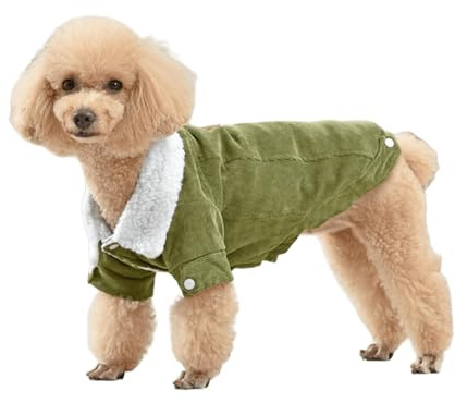 UOSIA Abrigos de Pana para Perros para el Invierno Bonita Chaqueta cálida para Cachorros con Forro Polar y Cuello con Solapa Abotonada Ropa para Mascotas para Clima frío
