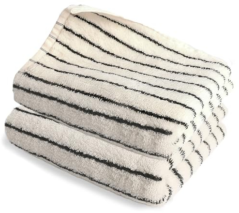 ZHABAYEN 2 Pack Striped Cotton Hand Towels Absorbent Quick Dry for Bathroom | 13.4x30in Black and White Striped, Soft and Lightweight, Reusable, Machine Washable, for Kitchen, Hotel, Spa, Guest Use