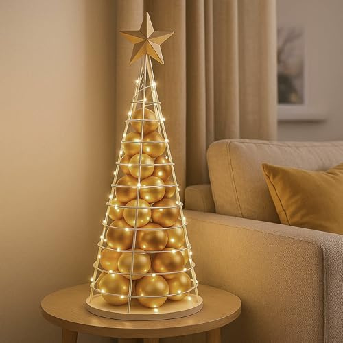 Mendler Deko-Baum HWC-O91 Metall 90cm - weiß | Weihnachtsbaum, Schmuckbaum, Weihnachtsdeko, Christbaum, zum Beschmücken