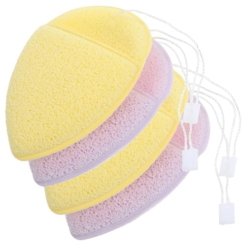 LIFKOME Esponjas Faciales Limpiadoras Cara 4 Unidades Forma De Gota Tamaño Mediano Material Esponjoso Eliminación De Maquillaje Cuidado Diario Piel Sensible Uso Facial (2 Moradas 2 Amarillas