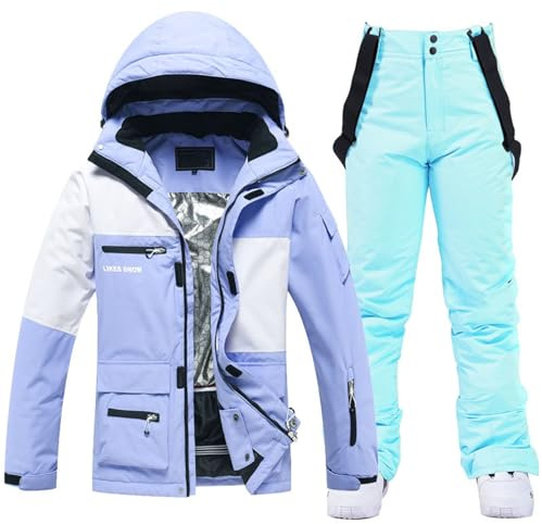Skianzug Damen 2 Teilig, Skianzug Damen 2 Teilig Set: Skijacke Und Skihose Skioverall Große Größen Skianzüge Warme Schneeanzug Winddicht Ski Anzug Zweiteiler Skibekleidung Wasserdicht Schneeanzüge