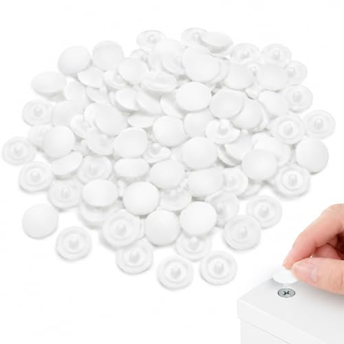 100 Pcs White Screw Cap Covers, 17mm Plastic Self Tapping Caps for Phillips Screws Head, Hole Covers for Cabinet Furniture Decoration, Push On Fasteners