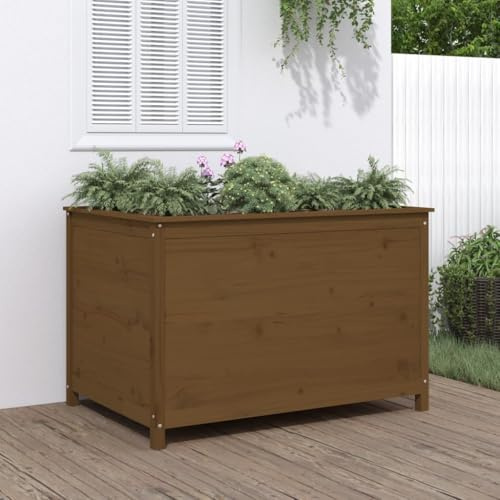 Aiuola rialzata in legno di pino massiccio, 119,5 x 82,5 x 78 cm, per giardino, balcone o terrazza, con molto spazio per piante, verdure, erbe e fiori