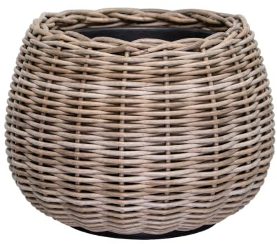mgc24 Drypot Rattan rund Ø55x44 cm – Pflanztopf mit Innentopf | Handgeflochtene Rattanoptik, wasserdichter Einsatz, pflegeleicht, vielseitig nutzbar für Innen und geschützte Außenbereiche