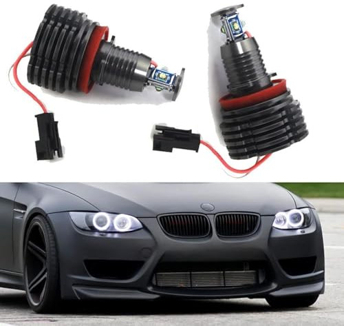 Ricoy Compatible con BMW E82 E90 E92 E70 E71 E82 E89 1 3 5 Serie X5 X 6 Z4 Bombillas LED de 40W H8 de 4 lados, anillo de halo ojos de ángel, sin errores