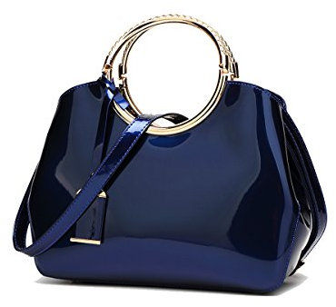 Coolives Damen Handtasche Tasche Henkeltasche aus PU-Lackleder Hochzeitstasche Schultertasche Umhängetasche für die Hochzeit Abend Taschen Königsblau EINWEG