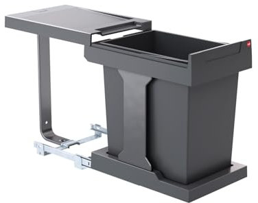 Hailo Abfallsammler 3635001 | Modell Solo manual mit Handauszug | 1 Inneneimer mit 20 Liter Abfallvolumen | für Schränke ab 300 mm Breite mit Drehtür | Anthrazit