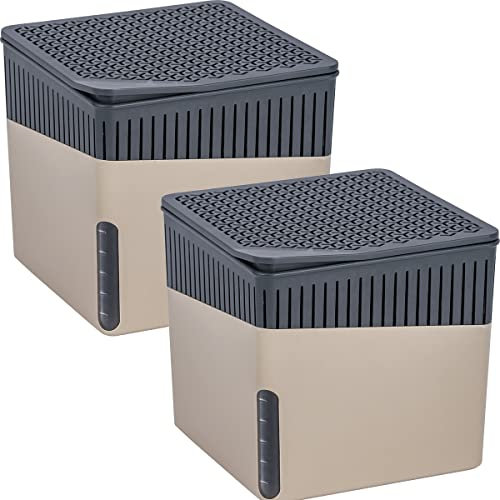 WENKO Raumentfeuchter Mod. Cube, 2er Set, je 500 g Entfeuchter Granulat, für Räume bis 40 m³, beugt Schimmel und Gerüchen vor, ohne Strom, geräuschlos, nachfüllbar, Beige