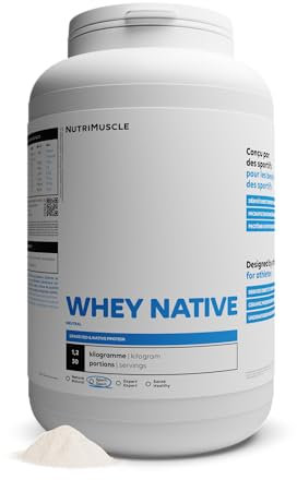 Whey Native 100% Pure | Protéine en Poudre • Faible en Lactose • 80% de Protéines • Prise de Muscle • Musculation & Fitness | Nutrimuscle | Nature - 1,2kg