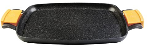 WECOOK! Vitae Bandeja Asadora Inducción, Plancha de Asar 47 X 30cm, Aluminio Fundido, Antiadherente Titanio QUANTANIUM Ecológico sin PFOA, 5mm Espesor, Asas de Silicona, Vitrocerámica, Gas, Horno