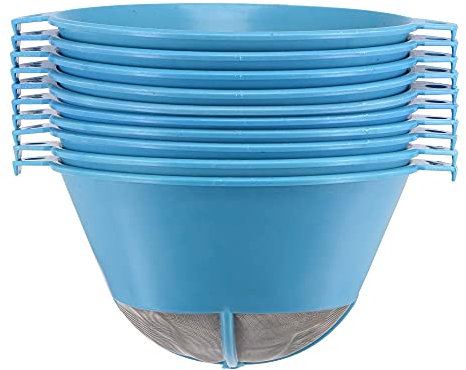 sourcing map 10Pcs Paint Strainer 150 Micron 132mmx77mm Cone Paint Screen Funnel Metal Mesh for Screening Paint Gasoline Fuel Blue
