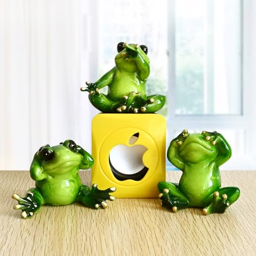 Juliahestia Frog Room Decor Mini Ornament Collectible Cute Figurines Statue Home Office Desk Funny Decorations See Hear Speak No Evil